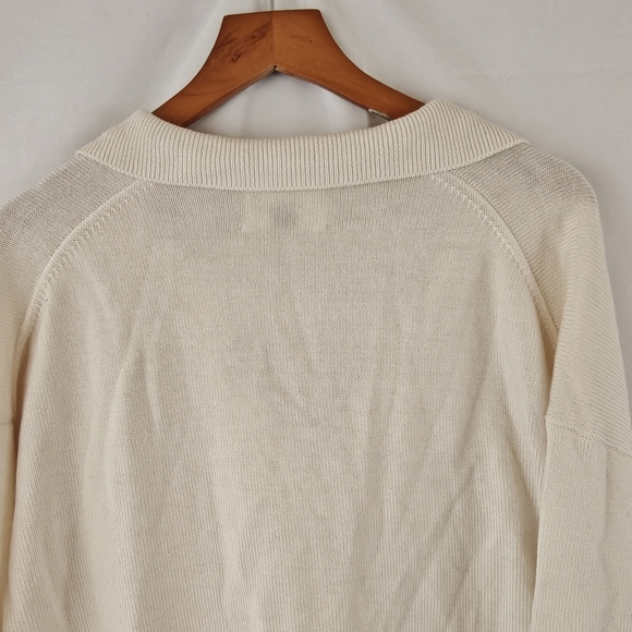 Aritzia Wilfred Clara Merino Wool Waist V-Neck Sweater In Light Birch Size SMALL - Picture 14 of 16